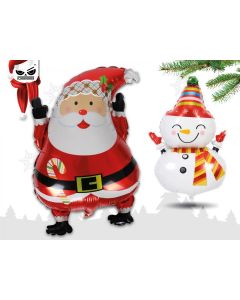 PALLONCINO MYLAR SUPERSHAPE BABBO NATALE E PUPAZZO DI NEVE
