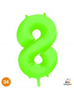 NUMERO 8 MYLAR 34"/86CM NEON VERDE