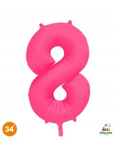 NUMERO 8 MYLAR 34"/86CM NEON FUCSIA