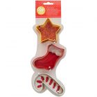 WILTON COOKIE CUTTER  Star-Stocking-Candy Cane Set/3