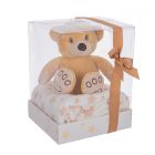 CONFEZIONE PLAID BIANCO E BEIGE CON ORSO 