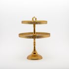 ALZATINA 2PIANI TONDA ORO 31X31X45cm.