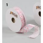 NASTRO IN TESSUTO BIANCO CUORICINI ROSA 25MM X 20MT  LV