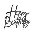 CAKE TOPPER HAPPY BIRTHDAY NERO LUCIDO