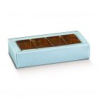 SCATOLINE QUADRETTO CON FASCETTA E DIVISORI LINO AZZURRO 12x5x3cm PZ.10