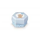 SCATOLINA ESAGONALE PORTACONFETTI ORSETTO CELESTE 6x4CM PZ.10