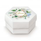 SCATOLINA PORTACONFETTI ESAGONALE BIANCO LOVE 10X6CM