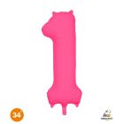 NUMERO 1 MYLAR 34"/86CM NEON FUCSIA