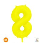 NUMERO 8 MYLAR 34"/86CM NEON GIALLO