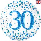 PALLONCINO MYLAR 30TH BIRTHDAY SPARKLING FIZZ BLUE