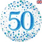 PALLONCINO MYLAR 50TH BIRTHDAY SPARKLING FIZZ BLUE