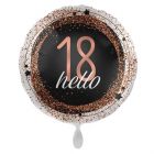 PALLONCINO MYLAR HELLO 18 ROSE GOLD & BLACK