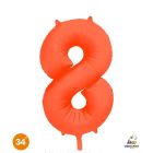NUMERO 8 MYLAR 34"/86CM NEON ARANCIONE