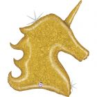 PALLONCINO MYLAR SUPERSHAPE UNICORNO GOLD GLITTER