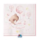 TOVAGLIOLI BATTESIMO BABY BEAR ROSA 33x33CM PZ.16 76726