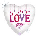 PALLONCINO MYLAR 18" LOVE YOU HANGING HEARTS LV