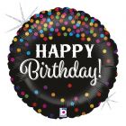 PALLONCINO MYLAR HAPPY BIRTHDAY GLITTERING CONFETTI
