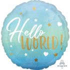 PALLONCINO MYLAR NASCITA AZZURRO "HELLO WORLD"