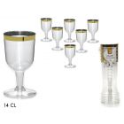 SET 6 CALICI TRASP CON BORDINO ORO 14CL RIUTILIZZABILE