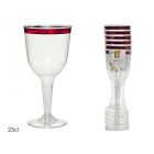 SET 6 CALICI TRASPARENTE CON BORDINO ROSSO 23CL RIUTILIZZABILE