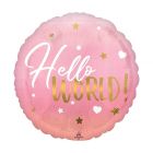 PALLONCINO MYLAR NASCITA ROSA "HELLO WORLD"