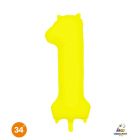 NUMERO 1 MYLAR 34"/86CM NEON GIALLO
