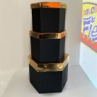 SET SCATOLE ESAGONALI NERO/ORO PZ.3