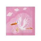 20 TOVAGLIOLI  25x25cm CICOGNA NUVOLA ROSA.