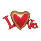 PALLONCINO MYLAR SUPERSHAPE SCRITTA LOVE CON CUORE SATINATO LV