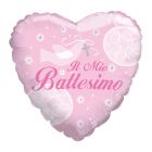 PALLONCINO MYLAR SUPERSHAPE CUORE IL MIO BATTESIMO ROSA