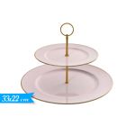 ALZATINA IN PLASTICA TONDA 2 PIANI ROSA PASTELLO