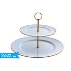 ALZATINA IN PLASTICA TONDA 2 PIANI CELESTE PASTELLO