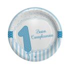 PIATTO G. BUON PRIMO COMPLEANNO CELESTE PZ.8