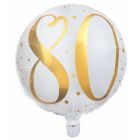 PALLONCINO MYLAR 18" WHITE & GOLD 80TH
