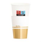 BICCHIERI E COVER LIBERTY BIANCO CON BORDO ORO METAL PZ.8+8