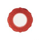PIATTINI LIBERTY BIANCO CON BORDO ROSSO METAL 21CM PZ.8