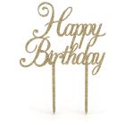 CAKE TOPPER HAPPY BIRTHDAY ACRYLIC ORO