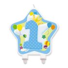 CANDELINA SAGOMATA PRIMO COMPLEANNO CELESTE PZ. 1