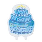 CANDELINA SAGOMATA BUON COMPLEANNO CAKE CELESTE PZ. 1