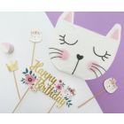 CAKE TOPPER GATTINO Happy Birthday, 15x19cm 