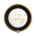 PIATTI BUON COMPLEANNO CHIC NERO PZ.8