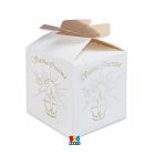 25 SCATOLINE PORTACONFETTI CUBETTO CON FIOCCO 5x7X 5cm CRESIMA GOLD