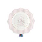 6 Piatti Ø 20 cm Battesimo Carillon Rosa