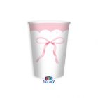 6 BICCHIERI  250 cc TEMA FIOCCO ROSA