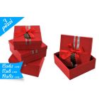 SET SCATOLE QUADRATE ROSSE CON FIOCCO PZ.3 LV