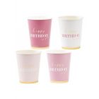 BICCHIERI E COVER HAPPY BIRTHDAY TO YOU PINK PZ.8+8