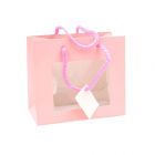 SHOPPER ROSA CON FINESTRA TRASPARENTE  16x8x14cm 10PZ