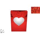 BUSTA DA REGALO CON CUORE TRASPARENTE 42X33X12CM  LV