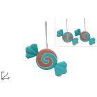 APPENDINO CARAMELLA IN VELLUTO ROSA E VERDE 53CM