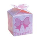 25 SCATOLINE PORTACONFETTI CUBETTO BATTESIMO ROSA 5x5x7cm